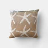 Coussin Motifs d'étoiles de mer blanches Plage de sable oc (Verso)