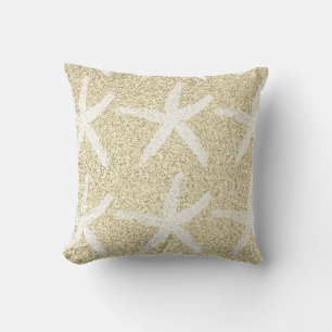 Coussin Motifs d'étoiles de mer de couleur blanche avec ca