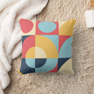 Coussin Motifs géométriques colorés Abstraits rouge jaune