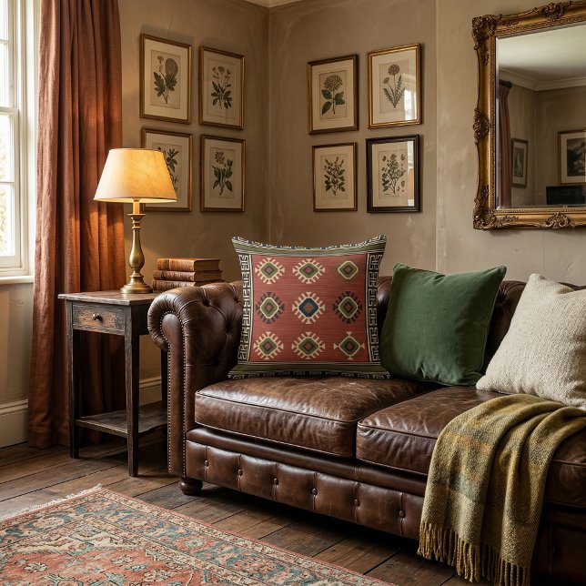 Coussin Motifs géométriques de style oriental rétro unique (Créateur téléchargé)