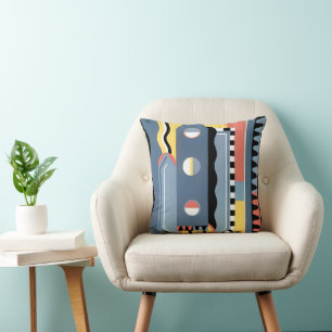 Coussin Motifs géométriques Jazz Pochoir Art Déco Vintage