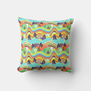 Coussin Motifs mignons de forêt colorés