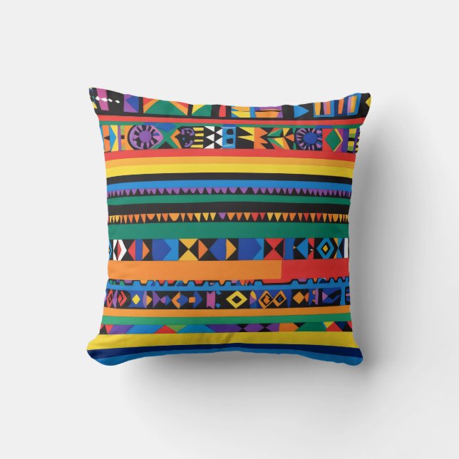 Coussin Motifs rayés colorés gras (Recto)