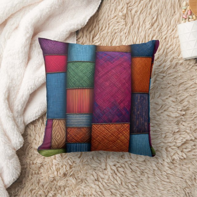 Coussin Motifs textiles dynamiques en couleurs vives (Couverture)