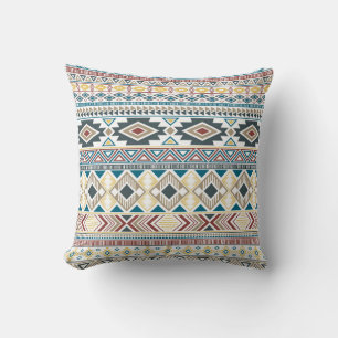 Coussin Motifs Tribaux Aztèques : Design géométrique sans