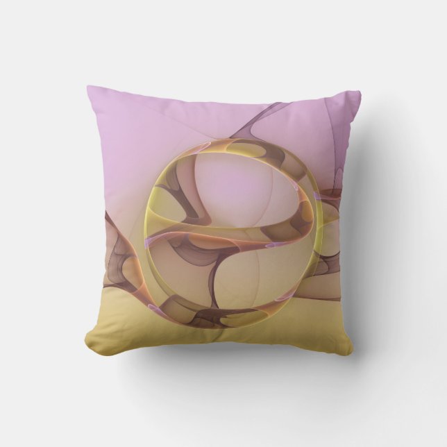 Coussin Motions Abstraites Art moderne rose or fractal (Recto)