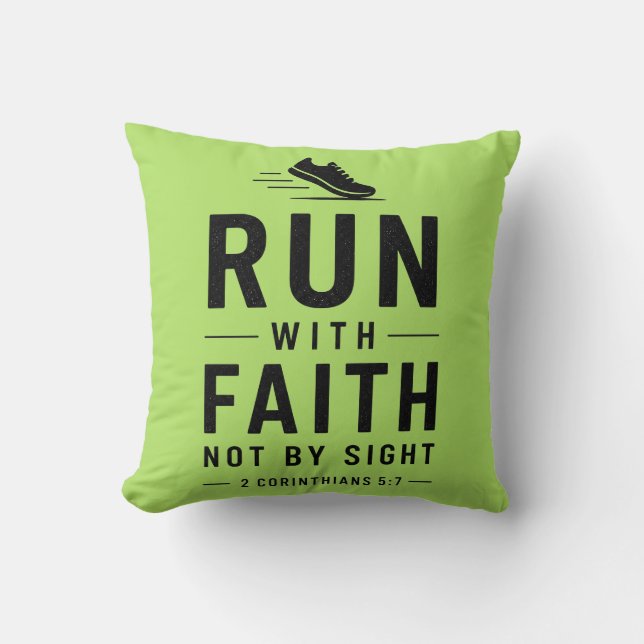 Coussin Motivation de course chrétienne Verset biblique Fo (Recto)