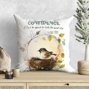 Coussin Motivation de la nurserie d'oiseau à l'aquarelle m