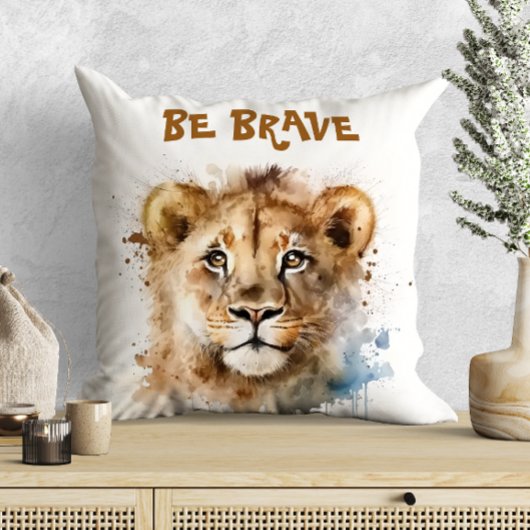 Coussin Motivation de petit lion à l'aquarelle mignon