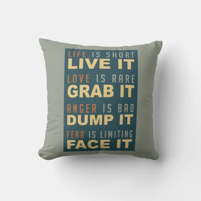 Coussin Motivational Life Conseil jeter l'oreiller (Recto)