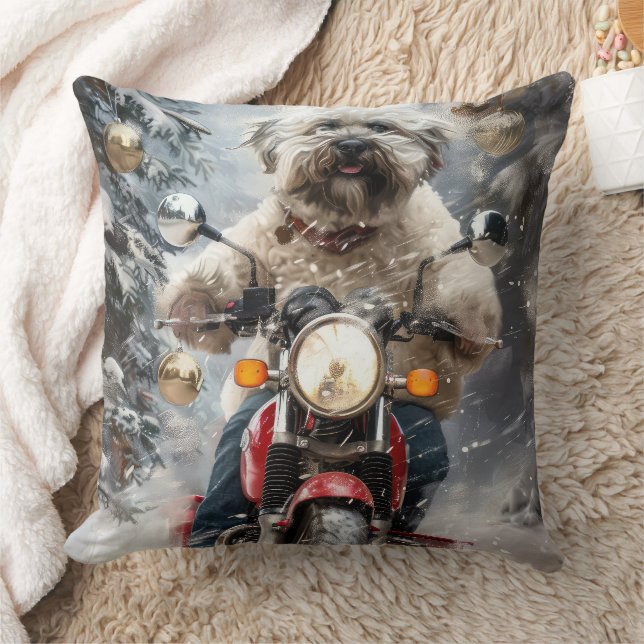 Coussin Moto à chiens Havanais Noël (Couverture)