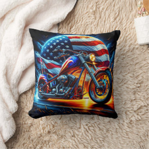 Coussin Moto sur mesure sur fond patriotique