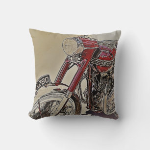 Coussin Moto vintage Red & Chrome