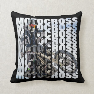 Coussin Motocross Sports Dirt Biker Typographie