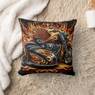 Coussin Motocyclette flamboyante et sidecar