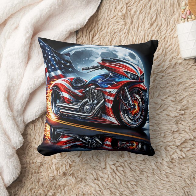 Coussin Motocyclette vibrante au drapeau (Couverture)