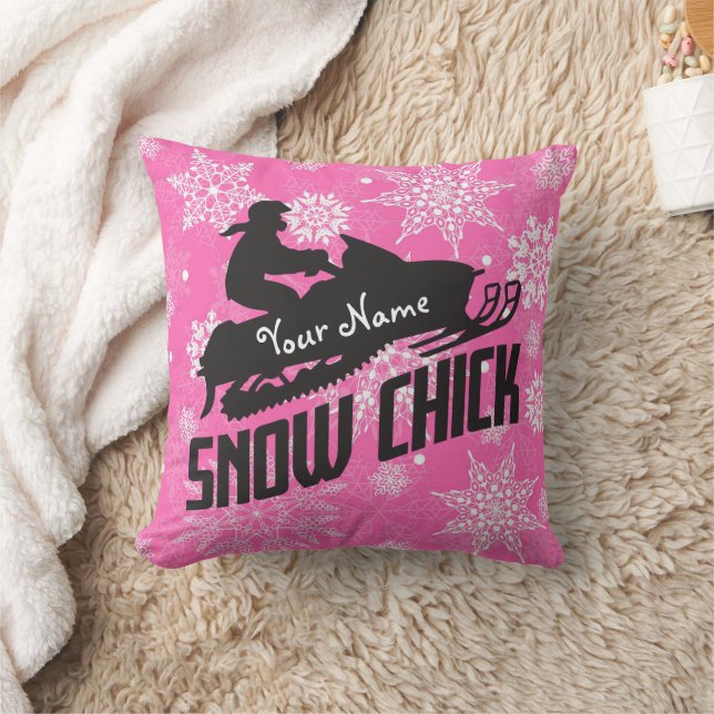 Coussin Motoneige Chick rose Snowflac (Couverture)