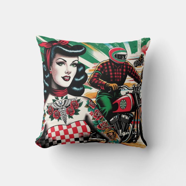 Coussin Motorcycle Girl (Recto)