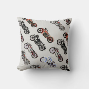 Coussin MOTORCYCLES vintages rouge noir gris