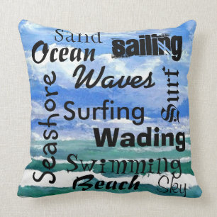 Coussin Mots de navigation de bord de la mer de plage de