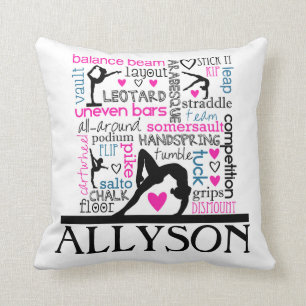Coussin Mots de terminologie de gymnastique avec le