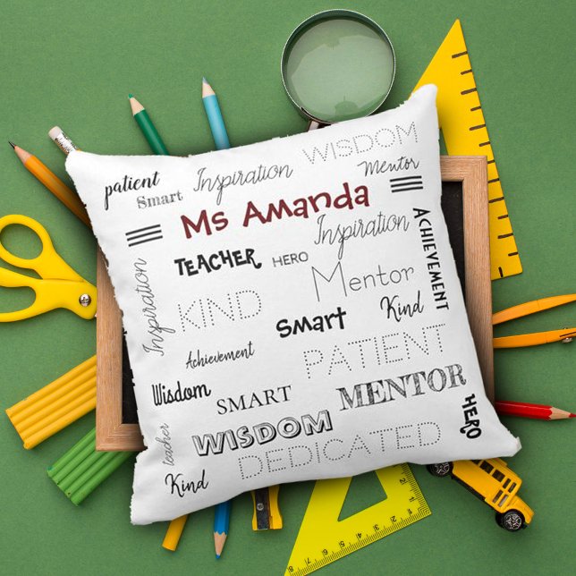 Coussin Mots Inspirants Appréciation de l'enseignant mento (Créateur téléchargé)