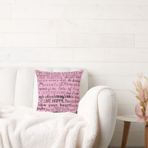 Coussin Mots Inspirants Roses Noires