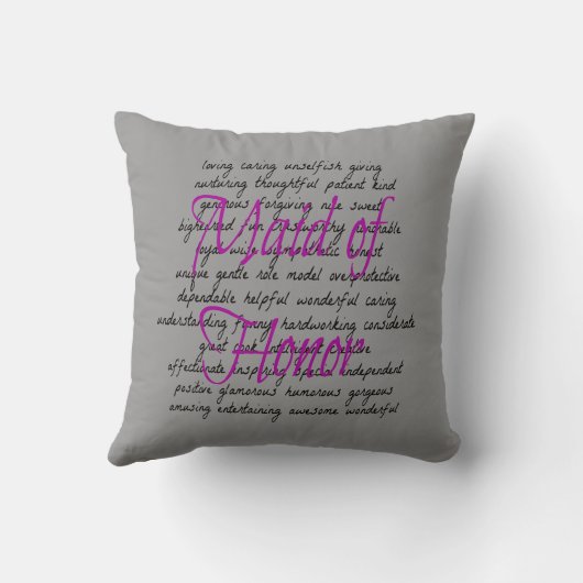 Coussin Mots pour servante d'honneur (Verso)