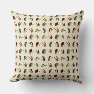 Coussin Mouches de pêche Cream 20 x 20