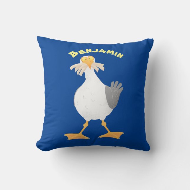 Coussin Mouette drôle avec frites dessin animé (Recto)