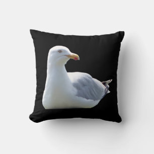 Coussin Mouette Époustouflante au Repos sur Fond Noir Styl