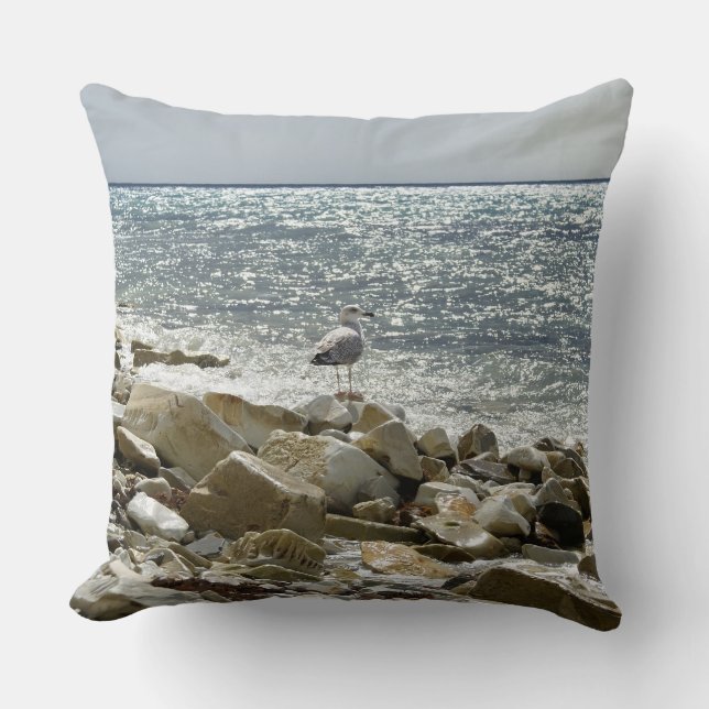 Coussin mouette et surf marin (Recto)