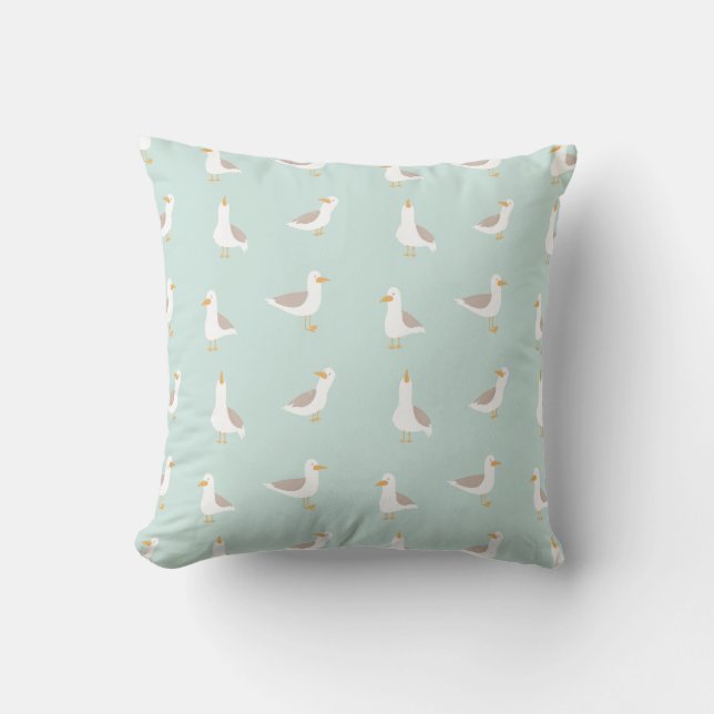 Coussin Mouettes en turquoise clair (Recto)