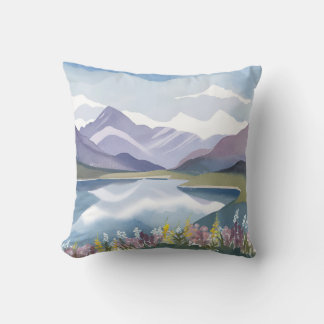 Coussin Mountain Lake | Floral Watercolor Landscape