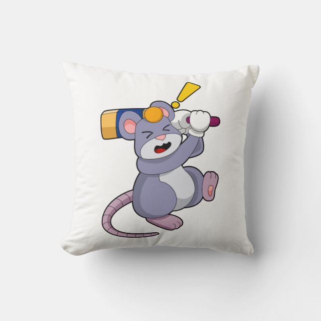 Coussin Mouse at Cricket with Cricket bat (Recto)