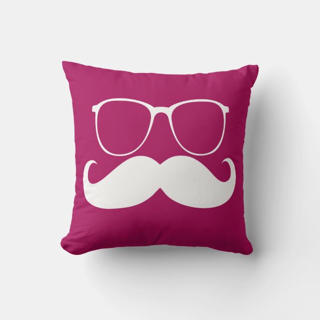 Coussin Moustache blanche amusante (Recto)