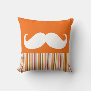 Coussin Moustache blanche amusante Bandes rétro
