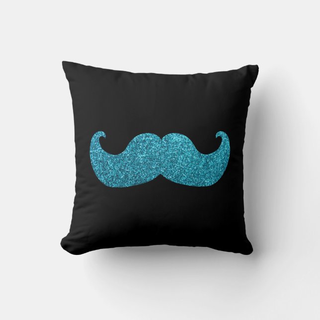 Coussin Moustache bleue de Bling (graphique de parties (Recto)