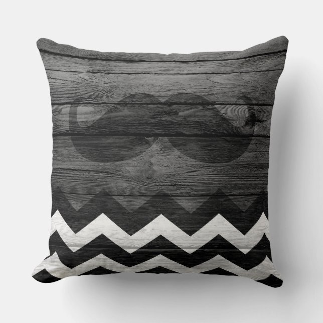 Coussin Moustache Chevron Vintage Bois #4 (Recto)