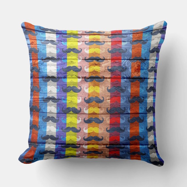 Coussin Moustache drôle sur bois #2 (Recto)