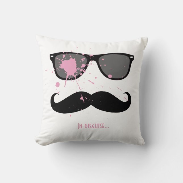 Coussin Moustache et lunettes de soleil drôles (Recto)