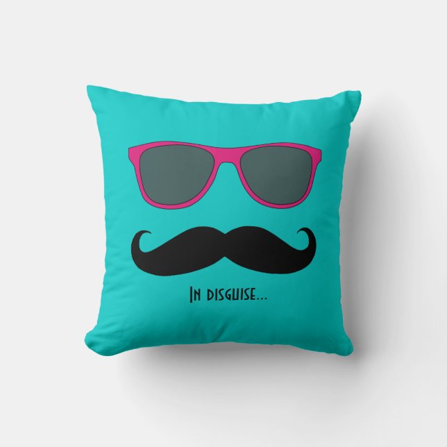 Coussin Moustache et rose Teal de déguisement de lunettes (Recto)