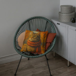 Coussin Moustaches d'Automne Un Chat Confortable dans la B