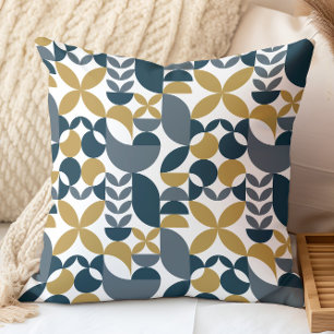 Coussin Moutarde de marine moderne motif géométrique abstr