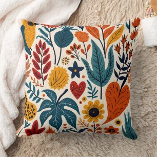 Coussin Moutarde Terracotta Botanique Scandinave Folkloriq
