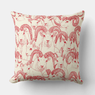 Coussin mouton d'Alaska Dall perle vermillon rouge