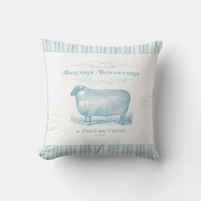 Coussin Moutons de Mercerie Bonneterie (Recto)