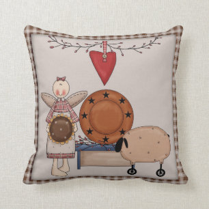 Coussin Moutons de tournesol de pays et décor primitifs