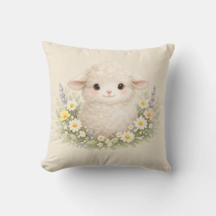 Coussin Moutons Fantaisistes et Fleurs Sauvages pour un Ch