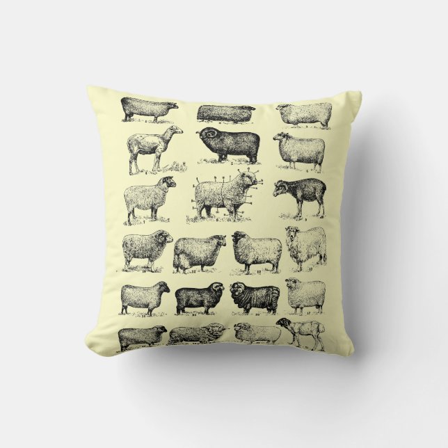 Coussin Moutons vintages (Recto)